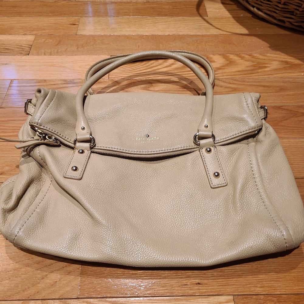 Kate Spade beige foldover two-handled satchel/shoulder bag